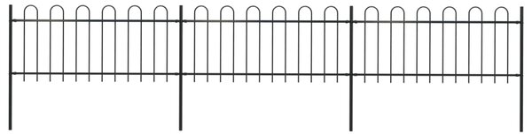 Gard de grădină cu vârf curbat, negru, 5,1 m, oțel