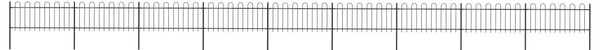 Gard de grădină cu vârf curbat, negru, 15,3 m, oțel