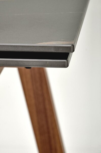 Masa extensibila LOZANO, maro/nuc, metal/piatra sinterizata, 140-200x82x76 cm