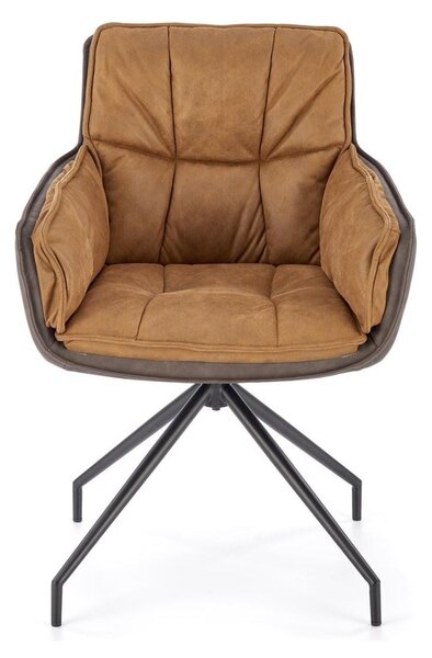 Scaun rotativ K523, maro/negru, stofa/piele ecologica, 85x61x61 cm
