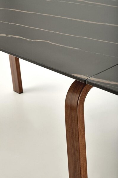 Masa extensibila LOZANO, maro/nuc, metal/piatra sinterizata, 140-200x82x76 cm