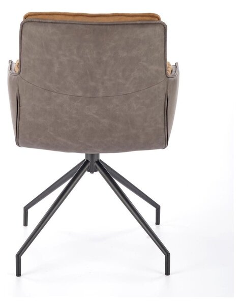 Scaun rotativ K523, maro/negru, stofa/piele ecologica, 85x61x61 cm