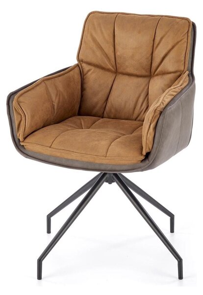 Scaun rotativ K523, maro/negru, stofa/piele ecologica, 85x61x61 cm