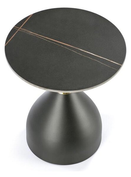 Masuta de cafea SCALITA, negru/auriu, ceramica/metal, 50x57 cm