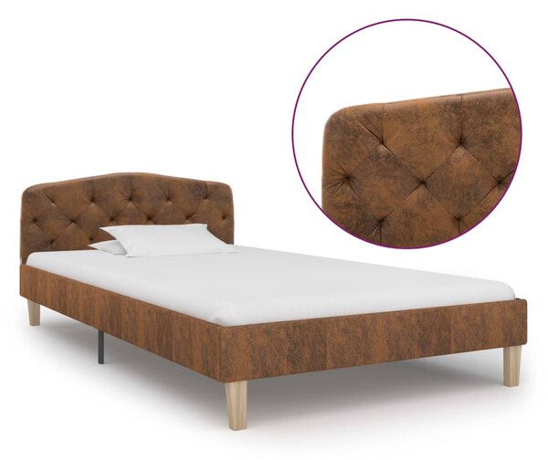 Cadru de pat, maro, 90x200 cm, piele întoarsă ecologică