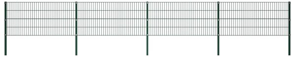 Panou de gard cu stâlpi, verde, 6,8 m, fier