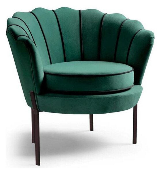 Fotoliu ANGELO, verde/negru, stofa catifelata, 73x73x75 cm