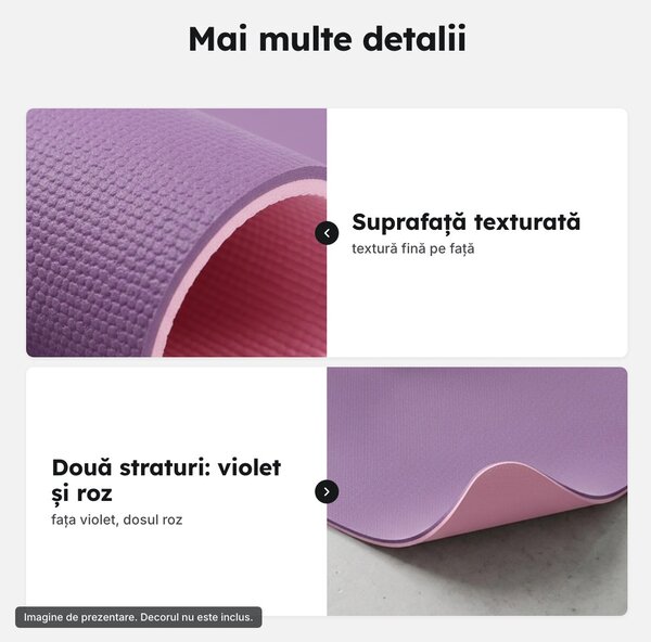 Saltea fitness TPE 180 × 60 cm, 0,6 cm grosime, violet și roz