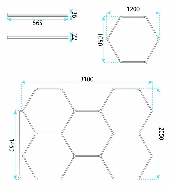 Lampă LED HEXAGON JNH051-H White