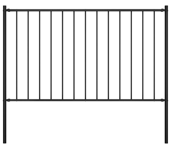 Panou de gard cu stâlpi, negru, 1,7 x 0,75 m, oțel