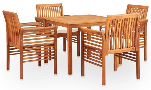 Set mobilier de exterior cu perne 5 piese lemn masiv de acacia