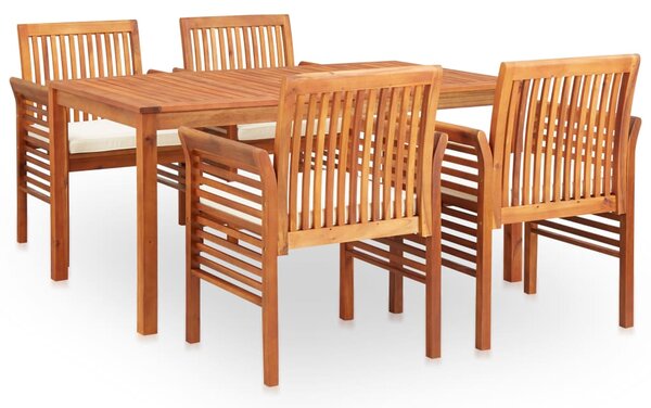 Set mobilier de exterior cu perne 5 piese lemn masiv de acacia
