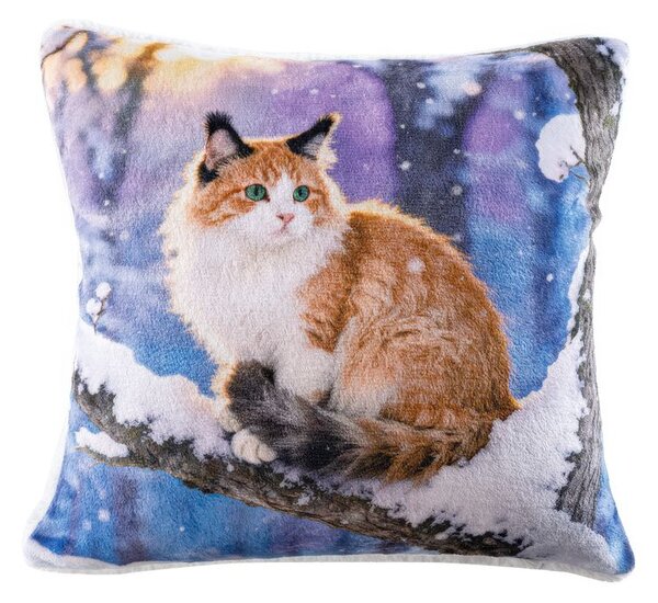 Set de 2 fețe pernuțe din micropluș SNOW CAT 45 x 45 cm
