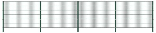 Panou gard cu stâlpi, verde, 6,8 m, fier
