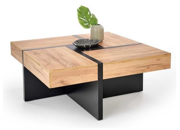 Masuta de cafea SEVILLA, negru/stejar craft, PAL, 100x100x47 cm