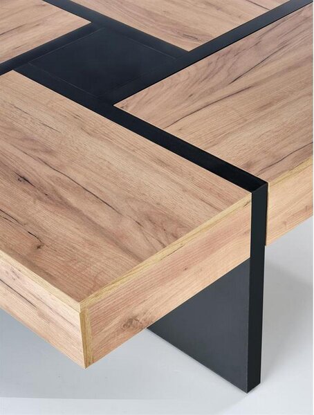 Masuta de cafea SEVILLA, negru/stejar craft, PAL, 100x100x47 cm