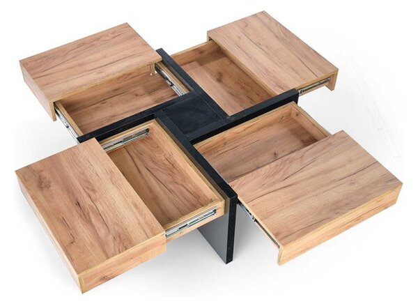 Masuta de cafea SEVILLA, negru/stejar craft, PAL, 100x100x47 cm