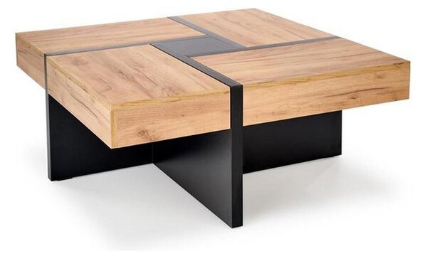 Masuta de cafea SEVILLA, negru/stejar craft, PAL, 100x100x47 cm