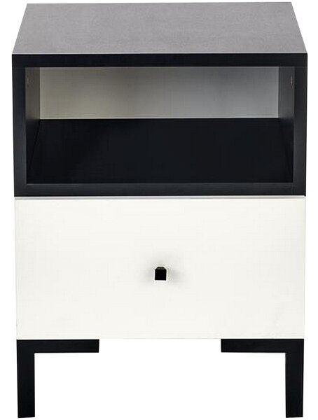 Noptiera SILVIA, alb/negru, PAL, 40x40x52 cm