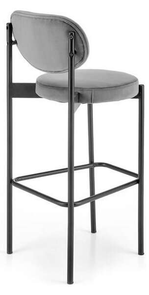 Scaun de bar H108, gri/negru, stofa catifelata, 42x48x92 cm