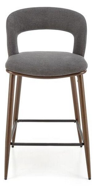 Scaun de bar H114, gri/nuc, stofa clasica, 48x52x92 cm