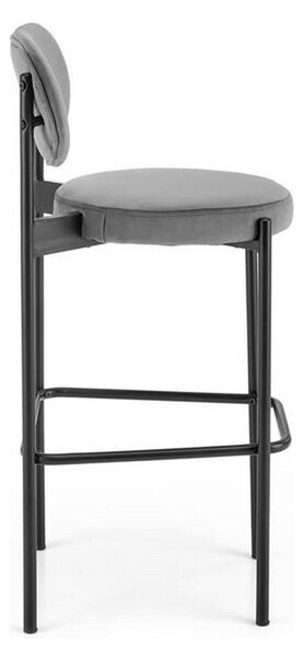 Scaun de bar H108, gri/negru, stofa catifelata, 42x48x92 cm