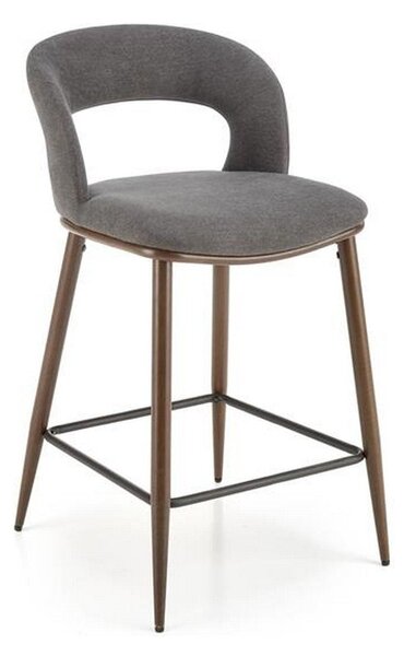 Scaun de bar H114, gri/nuc, stofa clasica, 48x52x92 cm