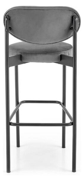 Scaun de bar H108, gri/negru, stofa catifelata, 42x48x92 cm