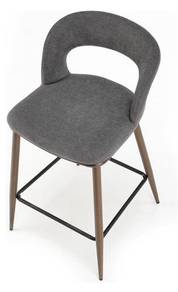 Scaun de bar H114, gri/nuc, stofa clasica, 48x52x92 cm