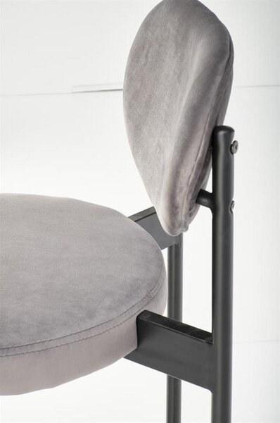 Scaun de bar H108, gri/negru, stofa catifelata, 42x48x92 cm
