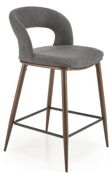 Scaun de bar H114, gri/nuc, stofa clasica, 48x52x92 cm