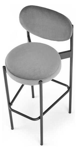 Scaun de bar H108, gri/negru, stofa catifelata, 42x48x92 cm