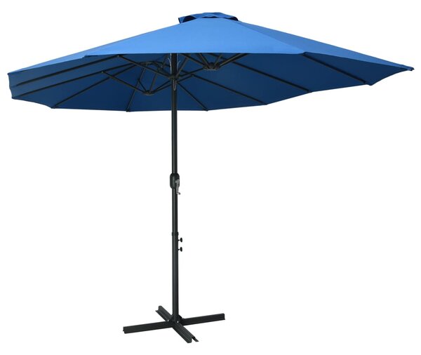 Umbrelă soare exterior cu stâlp aluminiu, albastru, 460x270 cm