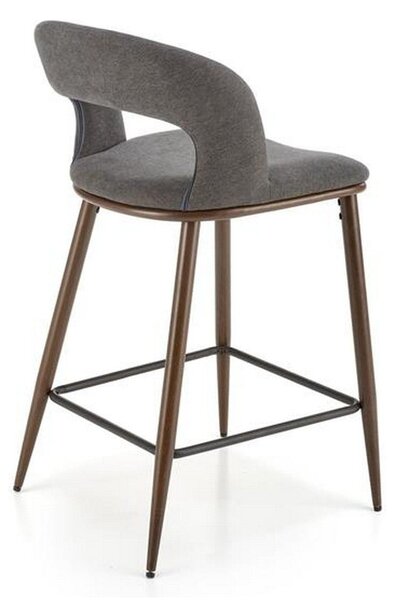 Scaun de bar H114, gri/nuc, stofa clasica, 48x52x92 cm