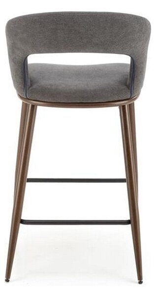 Scaun de bar H114, gri/nuc, stofa clasica, 48x52x92 cm