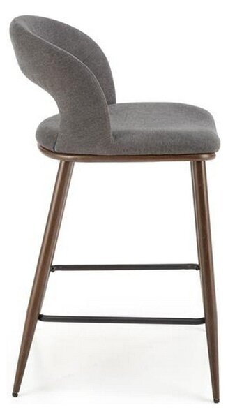Scaun de bar H114, gri/nuc, stofa clasica, 48x52x92 cm
