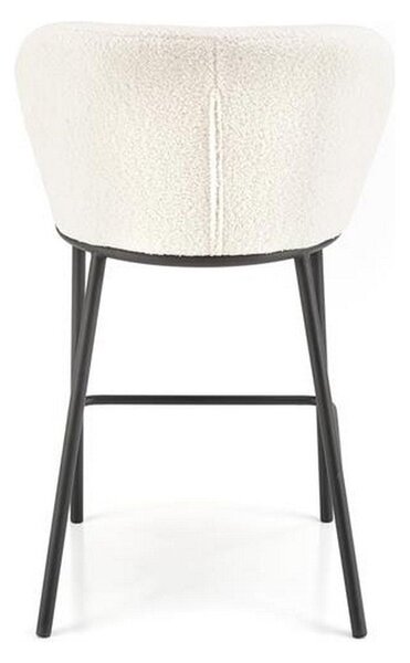 Scaun de bar H119, crem/negru, stofa buclata, 54x53x92 cm