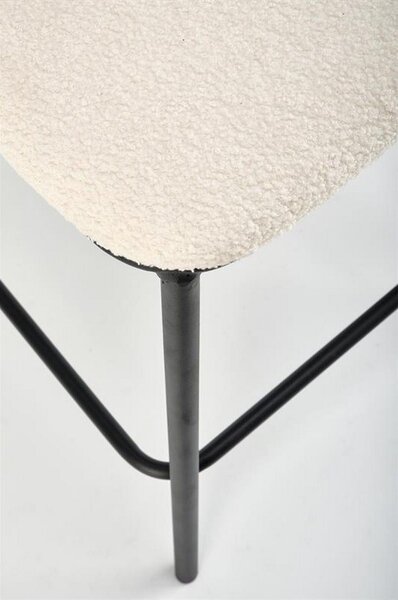Scaun de bar H119, crem/negru, stofa buclata, 54x53x92 cm