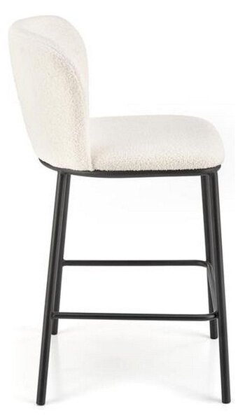 Scaun de bar H119, crem/negru, stofa buclata, 54x53x92 cm