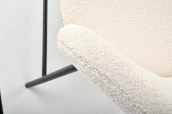 Scaun de bar H119, crem/negru, stofa buclata, 54x53x92 cm