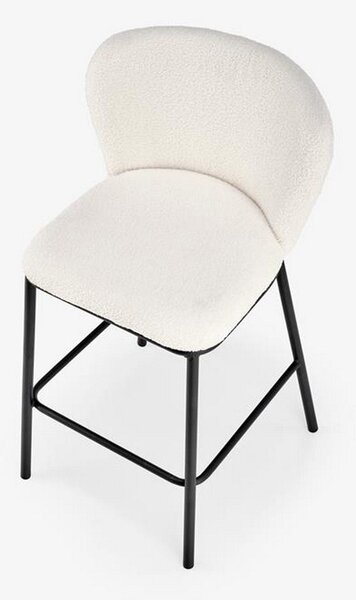 Scaun de bar H119, crem/negru, stofa buclata, 54x53x92 cm