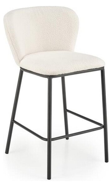 Scaun de bar H119, crem/negru, stofa buclata, 54x53x92 cm