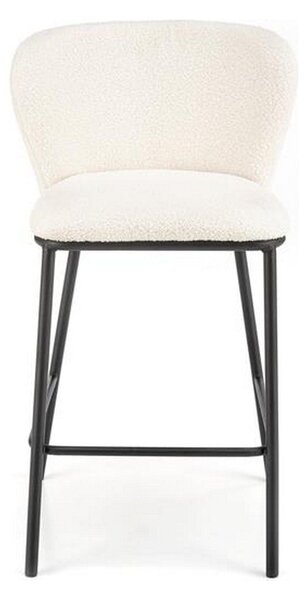 Scaun de bar H119, crem/negru, stofa buclata, 54x53x92 cm