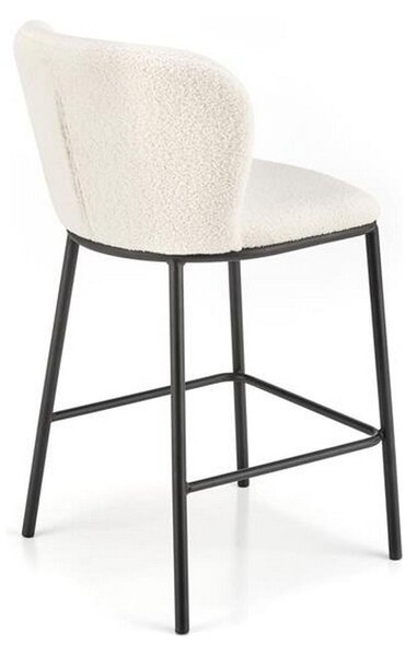 Scaun de bar H119, crem/negru, stofa buclata, 54x53x92 cm