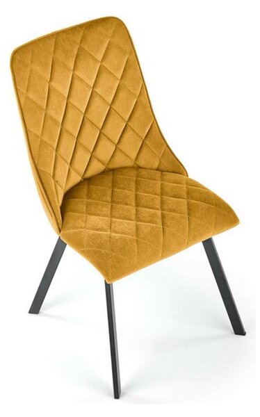 Scaun tapitat K450, galben, stofa catifelata, 44x58x85 cm