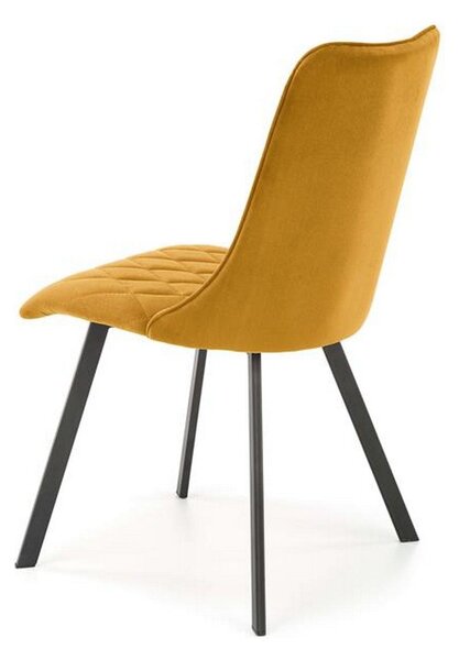 Scaun tapitat K450, galben, stofa catifelata, 44x58x85 cm