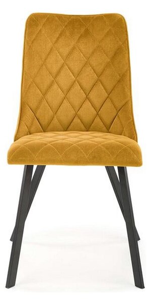 Scaun tapitat K450, galben, stofa catifelata, 44x58x85 cm