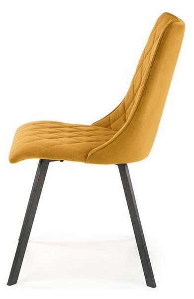 Scaun tapitat K450, galben, stofa catifelata, 44x58x85 cm