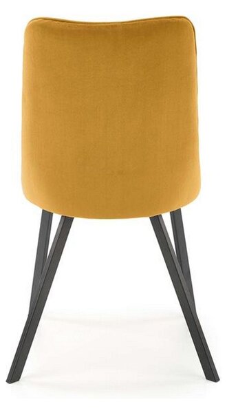 Scaun tapitat K450, galben, stofa catifelata, 44x58x85 cm