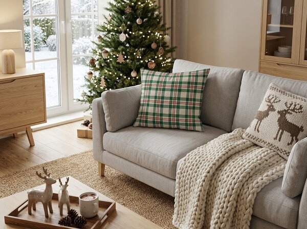 Husa din bumbac pentru perna WINTER PLAID 45x45 cm, colorat